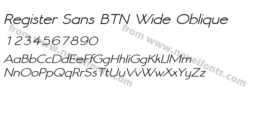 Register Sans BTN Wide ObliquePreview