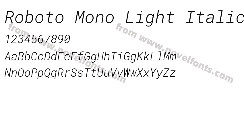 Roboto Mono Light ItalicPreview