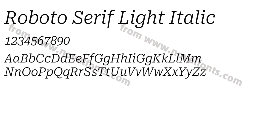 Roboto Serif Light ItalicPreview