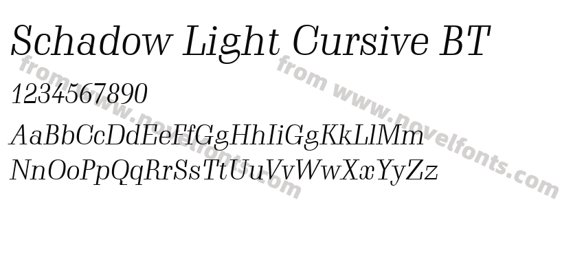 Schadow Light Cursive BTPreview