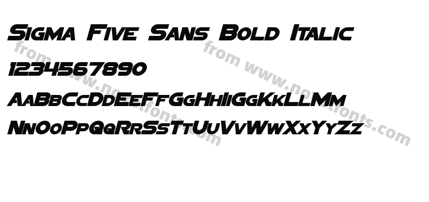 Sigma Five Sans Bold ItalicPreview