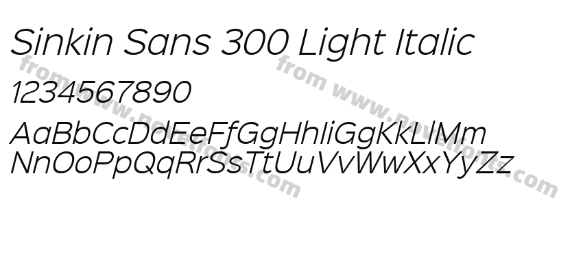 Sinkin Sans 300 Light ItalicPreview