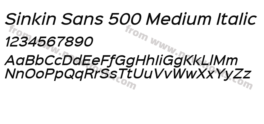 Sinkin Sans 500 Medium ItalicPreview