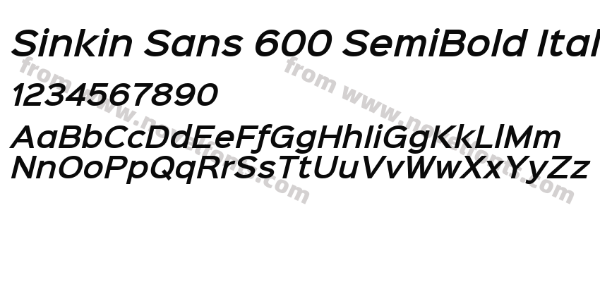 Sinkin Sans 600 SemiBold ItalicPreview