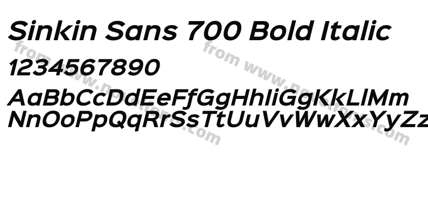 Sinkin Sans 700 Bold ItalicPreview