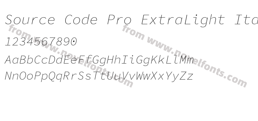 Source Code Pro ExtraLight ItalicPreview