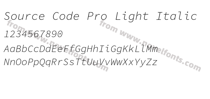 Source Code Pro Light ItalicPreview