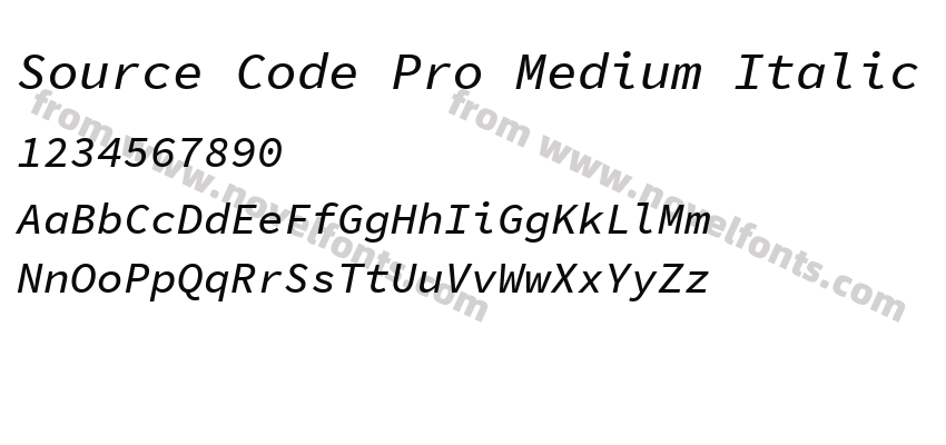 Source Code Pro Medium ItalicPreview