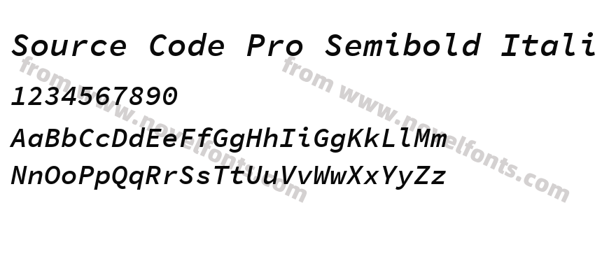 Source Code Pro Semibold ItalicPreview