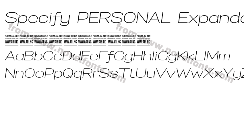 Specify PERSONAL Expanded Light ItalicPreview