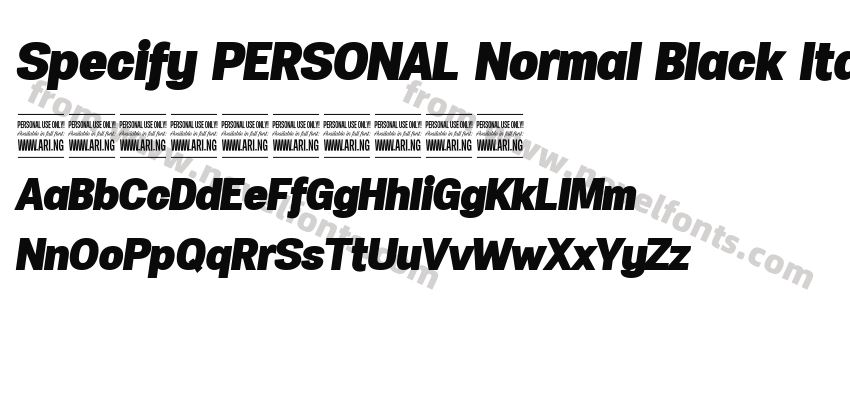 Specify PERSONAL Normal Black ItalicPreview