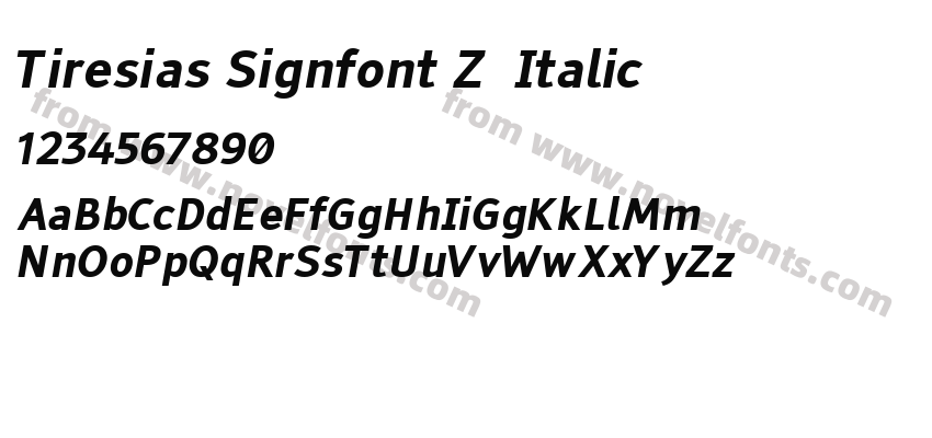 Tiresias Signfont Z  ItalicPreview