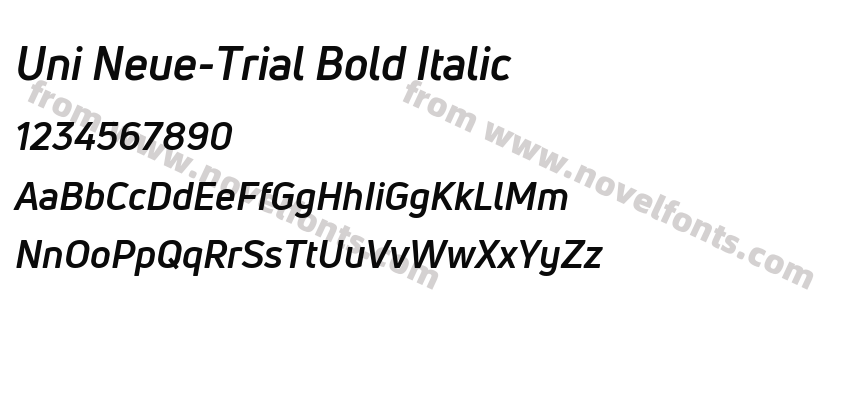 Uni Neue-Trial Bold ItalicPreview