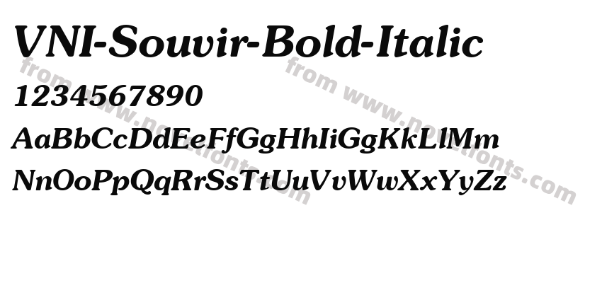 VNI Souvir Bold ItalicPreview