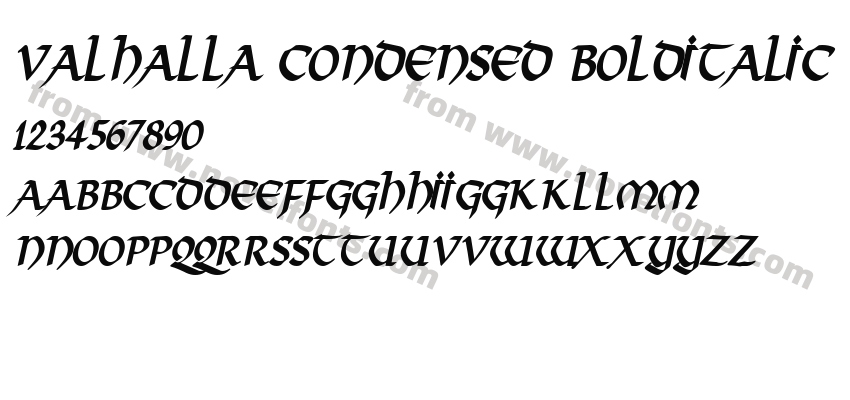 Valhalla Condensed Bold ItalicPreview