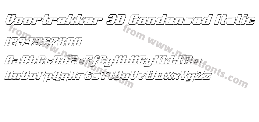 Voortrekker 3D Condensed ItalicPreview