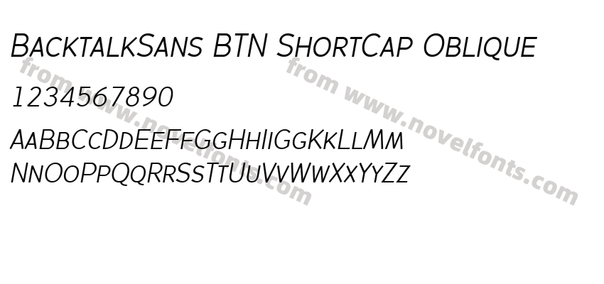 BacktalkSans BTN ShortCap ObliquePreview