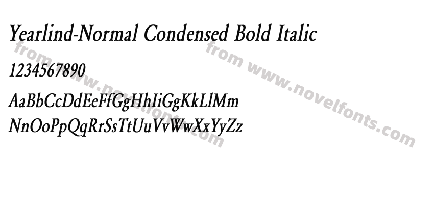 Yearlind-Normal Condensed Bold ItalicPreview