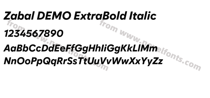 Zabal DEMO ExtraBold ItalicPreview