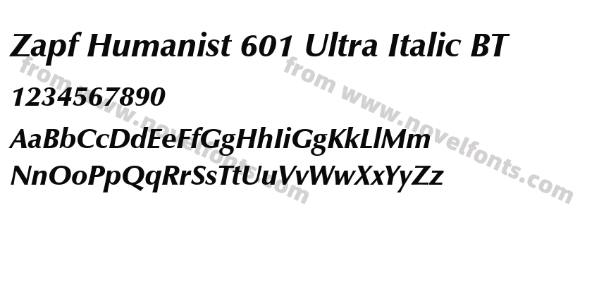 Zapf Humanist 601 Ultra Italic BTPreview