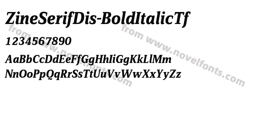 ZineSerifDis-BoldItalicTfPreview