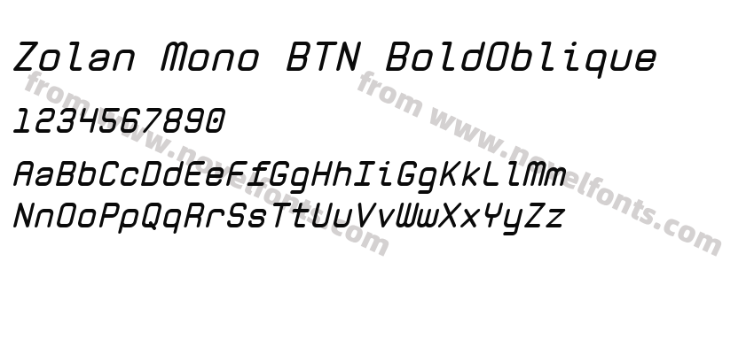 Zolan Mono BTN BoldObliquePreview