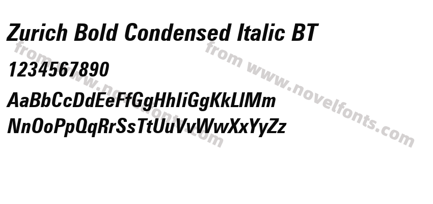 Zurich Bold Condensed Italic BTPreview