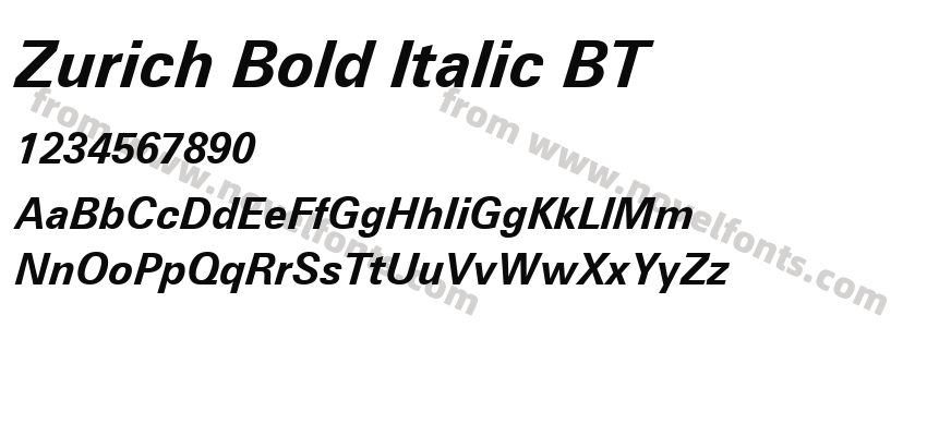 Zurich Bold Italic BTPreview