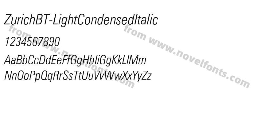ZurichBT-LightCondensedItalicPreview