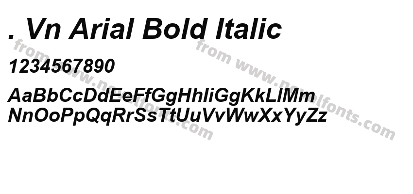 . Vn Arial Bold ItalicPreview