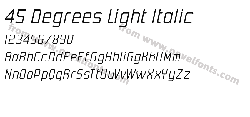 45 Degrees Light ItalicPreview