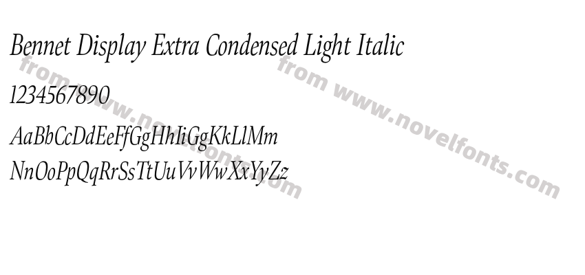 Bennet Display Extra Condensed Light ItalicPreview