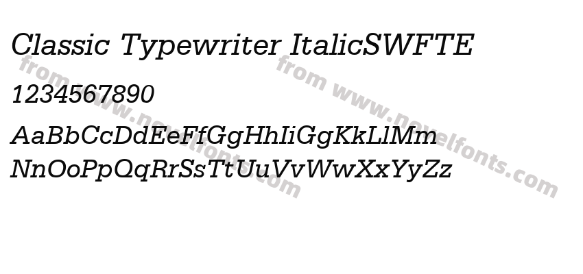 Classic Typewriter ItalicSWFTEPreview