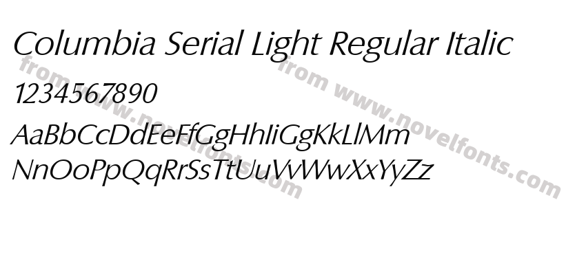 Columbia Serial Light Regular ItalicPreview