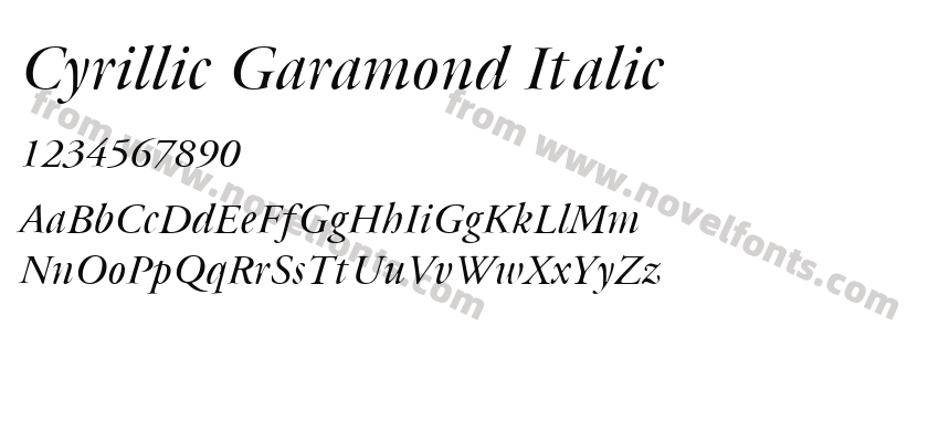 Cyrillic Garamond ItalicPreview