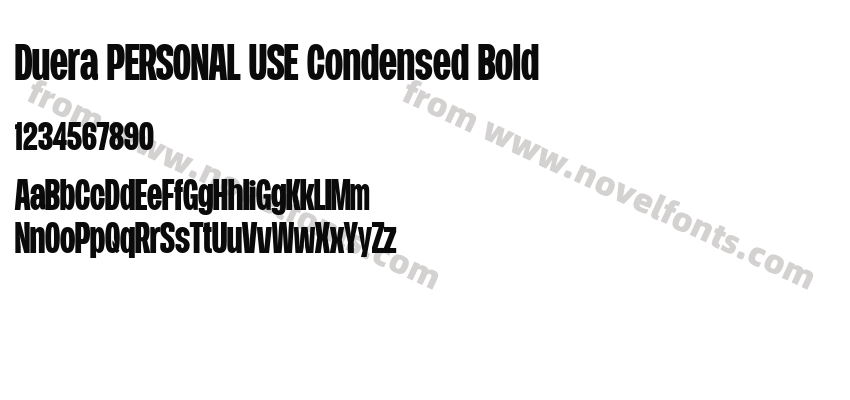 Duera PERSONAL USE Condensed BoldPreview