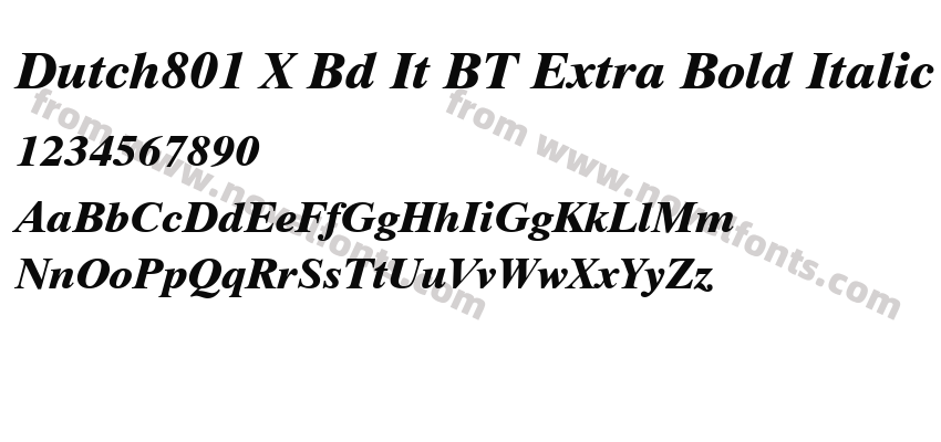 Dutch801 X Bd It BT Extra Bold ItalicPreview