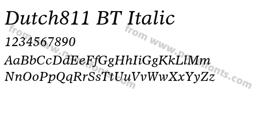 Dutch811 BT ItalicPreview