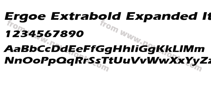 Ergoe Extrabold Expanded ItalicPreview