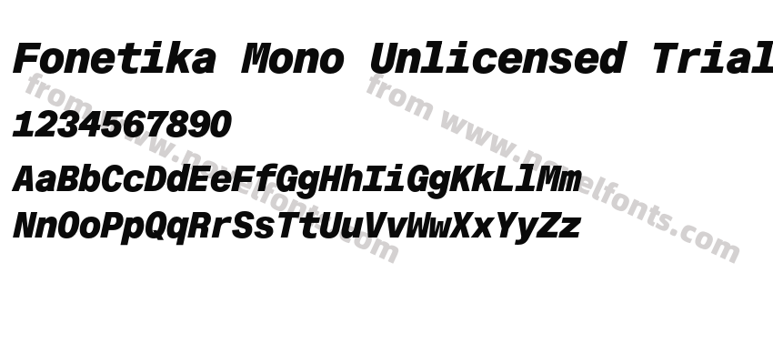 Fonetika Mono Unlicensed Trial Black ItalicPreview