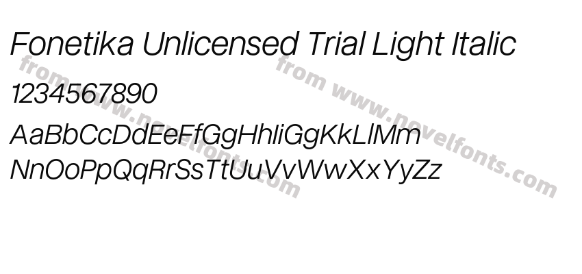 Fonetika Unlicensed Trial Light ItalicPreview