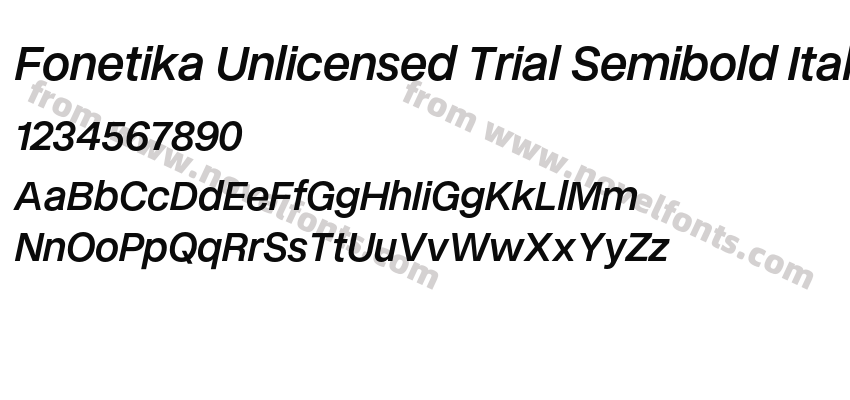 Fonetika Unlicensed Trial Semibold ItalicPreview