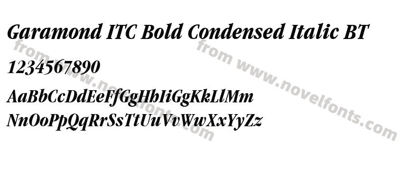 Garamond ITC Bold Condensed Italic BTPreview