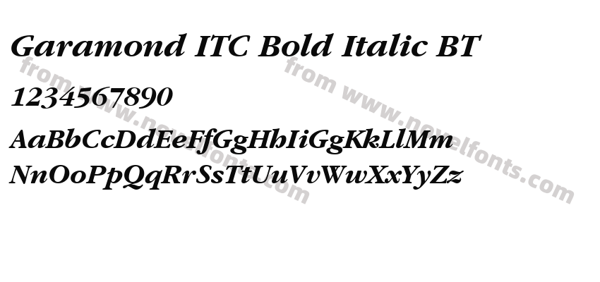 Garamond ITC Bold Italic BTPreview