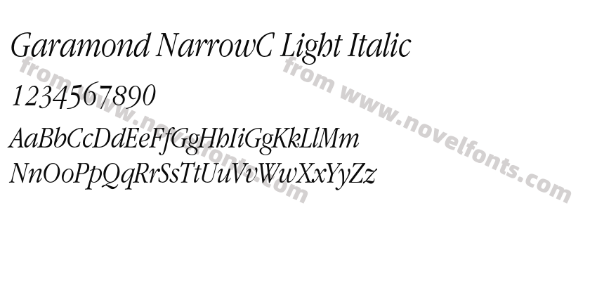 Garamond NarrowC Light ItalicPreview