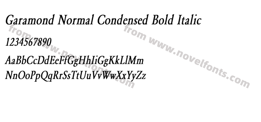 Garamond-Normal Condensed Bold ItalicPreview