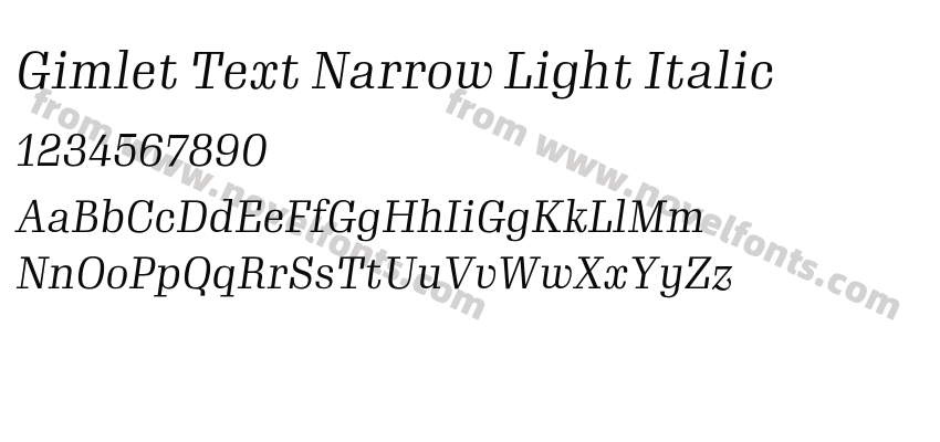 Gimlet Text Narrow Light ItalicPreview