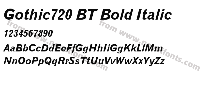 Gothic720 BT Bold ItalicPreview