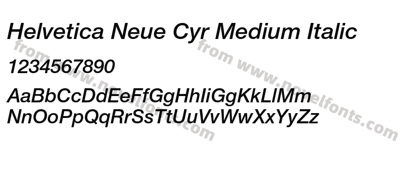 Helvetica Neue Cyr Medium ItalicPreview