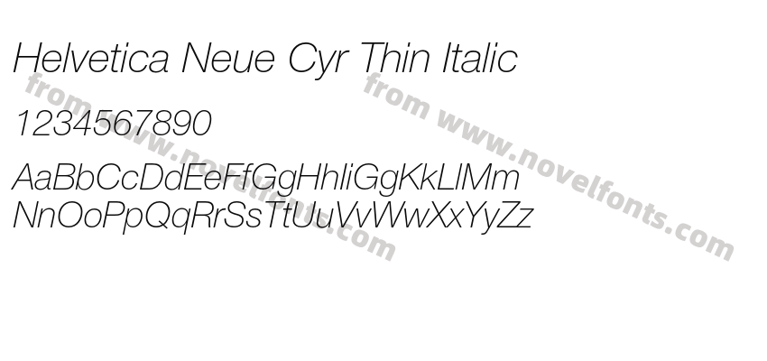 Helvetica Neue Cyr Thin ItalicPreview